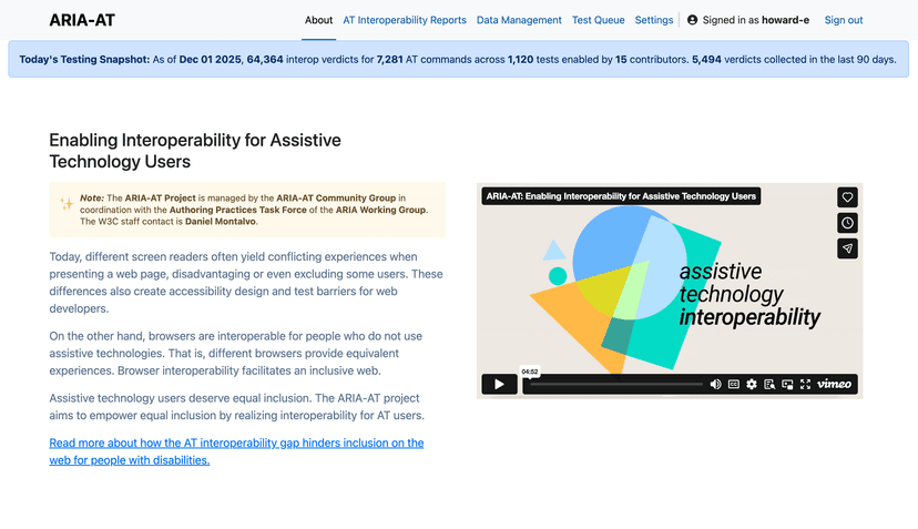 ARIA-AT, a project dedicated to improving accessibility tools for millions of users