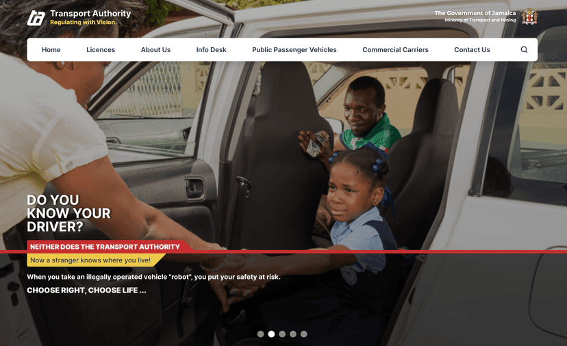 Transport Authority Jamaica website